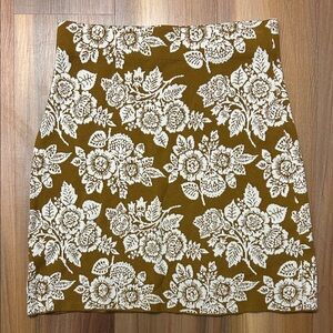 LOFT Floral Mini Skirt in Brown and White